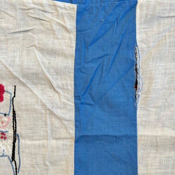 Vintage Sunbonnet Sue Quilted Throw Blanket With Hand-Embroidered Panels - Picture 9 of 13